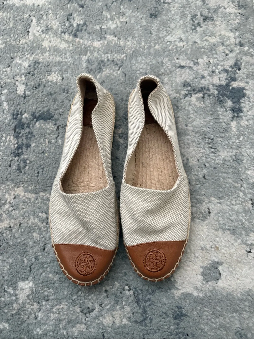 Tory Burch Color Block Canvas and Leather Espadrille, Women’s 7